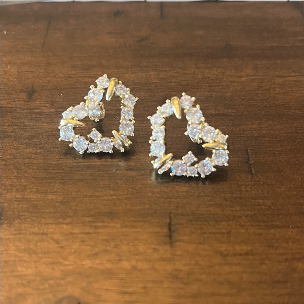 Gold plated and CZ Heart Earrings